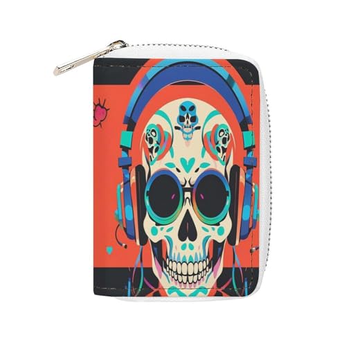 STVNKML Punk Rock Kopfhörer Totenkopf Leder Kartentasche Tragbare Münzgeldbörse Mini Kleingeldhalter Münzfach PU Geldbörse Kartenetuis Clutch Taschen für Damen Herren Stil 16 x 11,5 cm, Stil:, von STVNKML