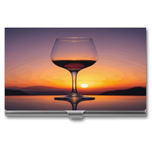 STVNKML Sunset Weinglas Aluminiumlegierung Visitenkartenhalter Hülle Namenskartenhalter Slim Wallet Visitenkartenhalter Kreditkartenhalter für Damen Herren Stil Einheitsgröße, Stil:, Einheitsgröße von STVNKML