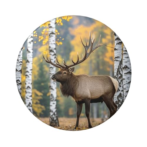 Anstecknadeln mit Birkenblättern, Elch, rund, Metall, 6,1 cm, für Fotoaufnahmen, Bastelbedarf, Weihnachten, Party-Projekte, 12 Stück von STVYUKL