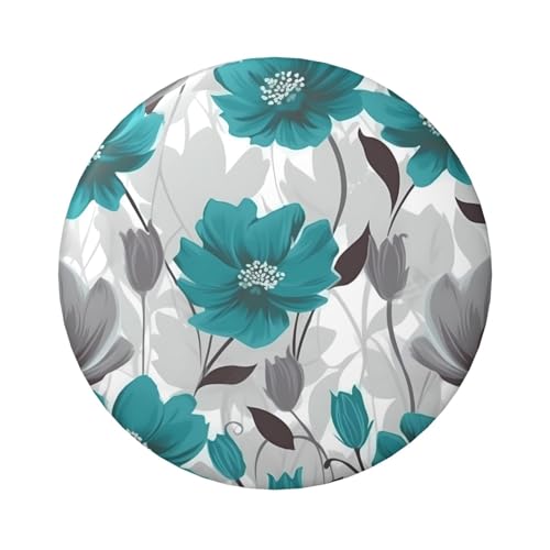 Anstecknadeln mit Blumenmuster, 6,1 cm, rund, aus Metall, für Bastelbedarf, Weihnachten, Party-Projekte, Blaugrün / Grau / Weiß, 5 Stück von STVYUKL
