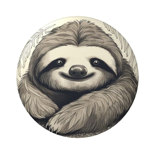 Anstecknadeln mit Faultiermotiv, 6,1 cm, rund, Metall, personalisierbar, für Bastelbedarf, Weihnachten, Party, Projekte, 1 Stück, Einheitsgröße, Kein Edelstein von STVYUKL