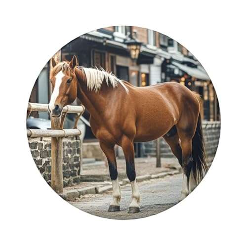 Anstecknadeln mit Pferd auf der Straße, 6,1 cm, rund, Metall, personalisierbar, für Bastelbedarf, Weihnachten, Party, Projekte, 20 Stück von STVYUKL