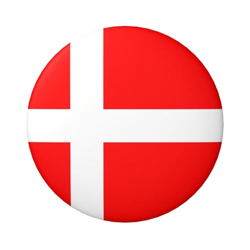 Anstecknadeln mit dänischer Flagge von Dänemark, 6,1 cm, rund, Metall, personalisierbar, Bild, Foto, Anstecknadel-Set für Bastelbedarf, Weihnachten, DIY-Projekte, 20 Stück von STVYUKL