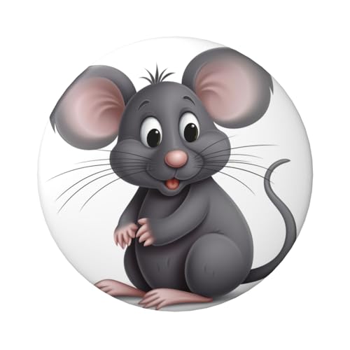 Anstecknadeln mit grauer Ratte, rund, 6,1 cm, Metall, personalisierbar, für Bastelbedarf, Weihnachten, Party, Projekte, 1 Stück, Einheitsgröße, Kein Edelstein von STVYUKL