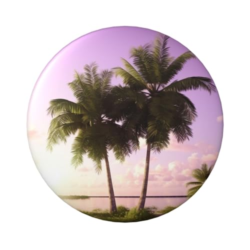Anstecknadeln mit tropischem Baum, 6,1 cm, rund, Metall, personalisierbar, für Bastelbedarf, Weihnachten, Party, Projekte, Rosa, 1 Stück von STVYUKL