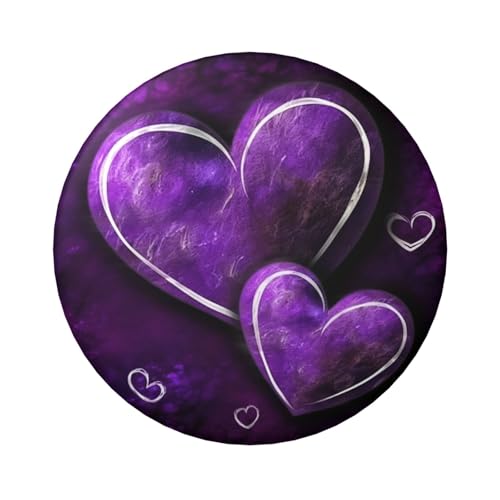 Anstecknadeln mit violetten Herzen, 6,1 cm, rund, Metall, personalisierbar, für Bastelbedarf, Weihnachten, Party, Projekte, 1 Stück von STVYUKL