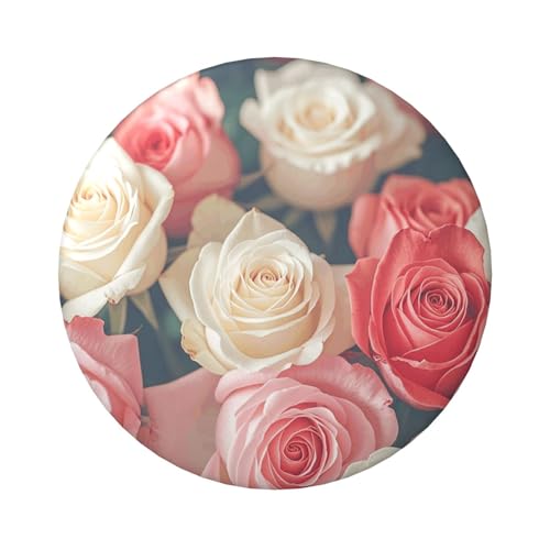 Anstecknadeln mit weichen Rosen, 6,1 cm, rund, Metall, personalisierbar, für Bastelbedarf, Weihnachten, Party, Projekte, 1 Stück von STVYUKL