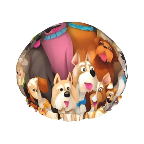 Doppelschichtige Duschhaube für Frauen, wiederverwendbar, elastisch, Badekappe, viele niedliche Hundehaarkappen, wasserdicht, für Spa, Salon, Duschhut, Haarkappen Doppelschichtige Duschhaube für Frauen, wiederverwendbar, elastisch, Badekappe, viele niedliche Hundehaarkappen, wasserdicht, für Spa, Salon, Duschhut, Haarkappen von STVYUKL