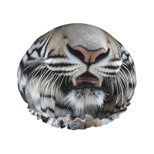 Doppelschichtige Duschhaube für Frauen, wiederverwendbar, elastisch, Schwarz und Weiß, Tigerhaarkappen, wasserdicht, für Spa, Salon, Duschhut, Haarkappen Doppelschichtige Duschhaube für Frauen, wiederverwendbar, elastisch, Schwarz und Weiß, Tigerhaarkappen, wasserdicht, für Spa, Salon, Duschhut, Haarkappen von STVYUKL