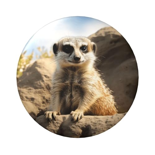 Erdmännchen-Anstecknadeln mit Tiermotiv, 6,1 cm, rund, Metall, personalisierbar, für Bastelbedarf, Weihnachten, Party, Projekte, 5 Stück von STVYUKL