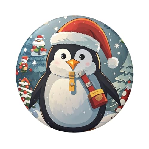 Lustige Pinguin-Knopfnadeln mit weihnachtlichem Motiv, 6,1 cm, rund, Metall, personalisierbar, für Bastelbedarf, Weihnachtsdekoration, Party-Projekte, 5 Stück von STVYUKL
