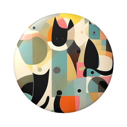 Moderne Katzenknopfnadeln aus der Mitte des Jahrhunderts, 1 Stück, 6,1 cm runde Knopfabzeichen, Metall, personalisiertes Bild, Foto, Anstecknadel-Set für Bastelbedarf, Weihnachten, DIY-Projekte von STVYUKL