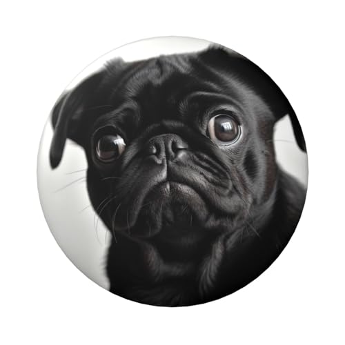 Niedliche schwarze Mops-Hunde-Knopfnadeln, 6,1 cm, rund, Metall, personalisiertes Bild, Foto, Anstecknadel-Set für Bastelbedarf, Weihnachten, DIY-Projekte von STVYUKL