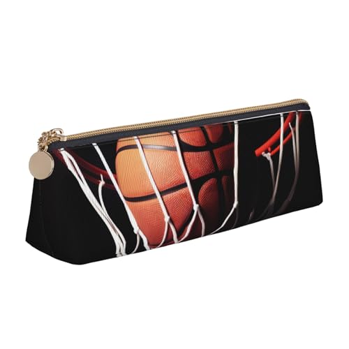 STVYUKL Basketball-Federmäppchen, stilvolles Federmäppchen, schlankes Federmäppchen mit Reißverschluss, Kosmetiktasche aus Leder für Arbeit, Büro von STVYUKL