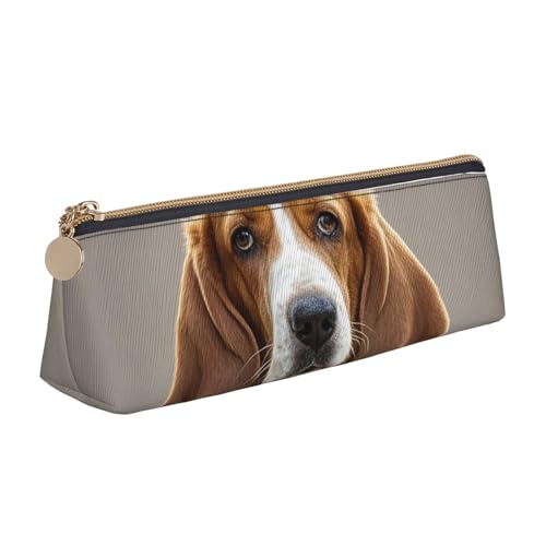 STVYUKL Basset Hound Federmäppchen, stilvolles Federmäppchen, schlankes Federmäppchen mit Reißverschluss, Kosmetiktasche aus Leder für Arbeit, Büro von STVYUKL