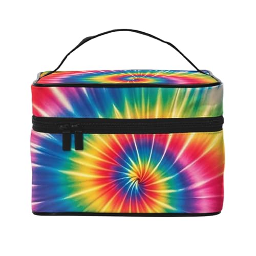 STVYUKL Batik-Make-up-Tasche für Damen, wasserdicht, tragbar, Reise-Kosmetiktasche, großes Fassungsvermögen, Kulturbeutel, Tragegriff oben, Reißverschluss, Make-up-Organizer von STVYUKL