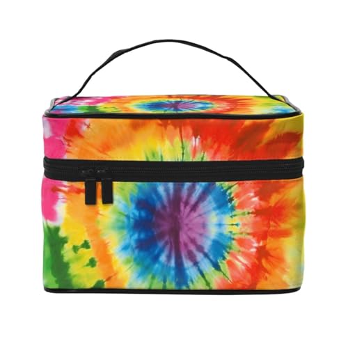 STVYUKL Batik-Make-up-Tasche für Damen, wasserdicht, tragbar, Reise-Kosmetiktasche, großes Fassungsvermögen, Kulturbeutel mit Tragegriff oben, Reißverschluss von STVYUKL