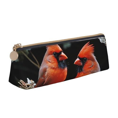 STVYUKL Cardinals Federmäppchen mit Vogelmotiv, stilvolles Federmäppchen, schlankes Federmäppchen mit Reißverschluss, Kosmetiktasche aus Leder für Arbeit, Büro von STVYUKL