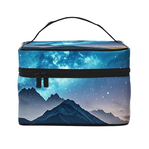 STVYUKL Celestial Night Sky Make-up-Tasche für Damen, wasserdicht, tragbar, Reise-Kosmetiktasche, großes Fassungsvermögen, Kulturbeutel, Tragegriff oben, Reißverschluss, Make-up-Organizer von STVYUKL