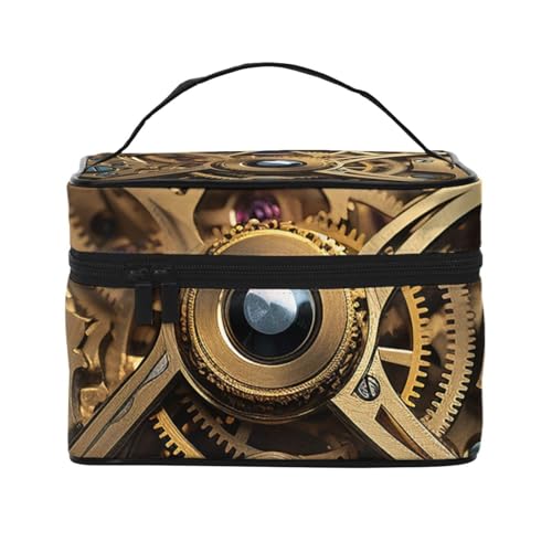 STVYUKL Coole Make-up-Tasche für Damen, Steampunk-Ausrüstung, wasserdicht, tragbar, Reise-Kosmetiktasche, großes Fassungsvermögen, Kulturbeutel mit Tragegriff oben, mit Reißverschluss von STVYUKL