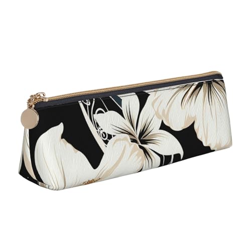 STVYUKL Coole Steampunk-Federmäppchen, stilvolles Federmäppchen, schlankes Federmäppchen mit Reißverschluss, Leder-Kosmetik-Make-up-Tasche für Arbeit, Büro, Schwarz-weiße hawaiianische Blumen STVYUKL Coole Steampunk-Federmäppchen, stilvolles Federmäppchen, schlankes Federmäppchen mit Reißverschluss, Leder-Kosmetik-Make-up-Tasche für Arbeit, Büro, Schwarz-weiße hawaiianische Blumen von STVYUKL