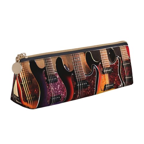 STVYUKL Cooles Federmäppchen für E-Gitarre, stilvolles Federmäppchen mit Reißverschluss, Kosmetiktasche aus Leder für Arbeit, Büro von STVYUKL