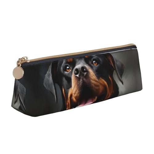 STVYUKL Cooles Federmäppchen mit Rottweilermotiv, stilvolles Federmäppchen mit Reißverschluss, Kosmetiktasche aus Leder für Arbeit, Büro von STVYUKL
