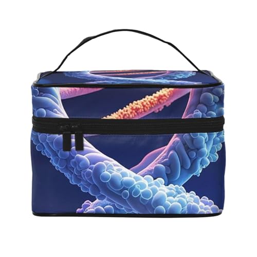 STVYUKL DNA Genetic Helix Make-up-Tasche für Damen, wasserdicht, tragbar, Reise-Kosmetiktasche, großes Fassungsvermögen, Kulturbeutel, Tragegriff oben, Reißverschluss, Make-up-Organizer von STVYUKL