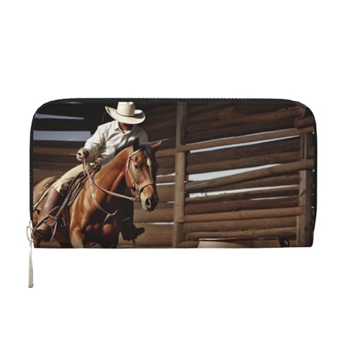 STVYUKL Damen-Geldbörse, Reißverschluss, PU-Leder, Handy-Clutch, Geldbörse, American West Rodeo, Kartenhalter, Organizer, Schwarz, Einheitsgröße, Schwarz , Einheitsgröße von STVYUKL
