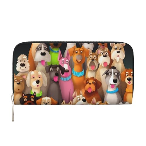 STVYUKL Damen-Geldbörse, Reißverschluss, PU-Leder, Handy-Clutch, Geldbörse, viele niedliche Hunde, Kartenhalter, Organizer, Schwarz, Einheitsgröße, Schwarz , Einheitsgröße von STVYUKL