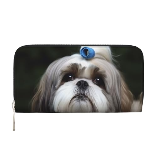 STVYUKL Damen-Geldbörse mit Reißverschluss, PU-Leder, Handy-Clutch, Geldbörse, Shih Tzu Hund, Kartenhalter, Organizer, Schwarz, Einheitsgröße, Schwarz , Einheitsgröße von STVYUKL