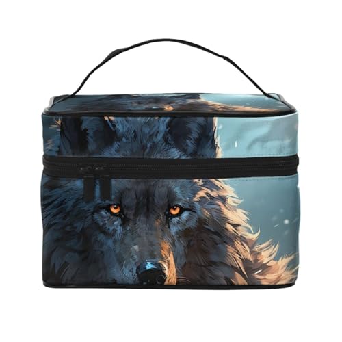 STVYUKL Fantasy Wolf Make-up-Tasche für Damen, wasserdicht, tragbar, Reise-Kosmetiktasche, großes Fassungsvermögen, Kulturbeutel, Tragegriff oben, Reißverschluss, Make-up-Organizer von STVYUKL