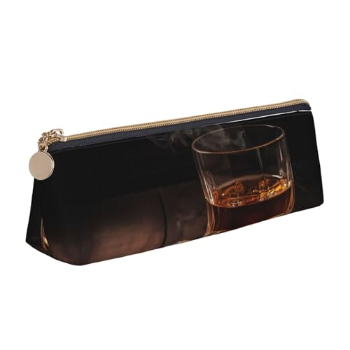 STVYUKL Federmäppchen für Zigarren und Whiskey, stilvolles Federmäppchen, schlankes Federmäppchen mit Reißverschluss, Kosmetiktasche aus Leder für Arbeit, Büro von STVYUKL