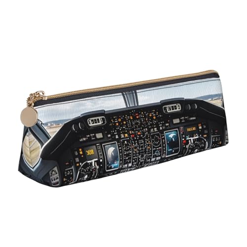 STVYUKL Federmäppchen mit Alpaka-Muster, stilvolles Federmäppchen, schlankes Federmäppchen mit Reißverschluss, Leder-Kosmetik-Make-up-Tasche für Arbeit, Büro, Flugzeug-Cockpit, Einheitsgröße von STVYUKL