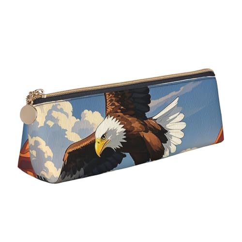 STVYUKL Federmäppchen mit Alpaka-Muster, stilvolles Federmäppchen, schlankes Federmäppchen mit Reißverschluss, Leder-Kosmetik-Make-up-Tasche für Arbeit, Büro, Flugzeug bei Sonnenuntergang von STVYUKL