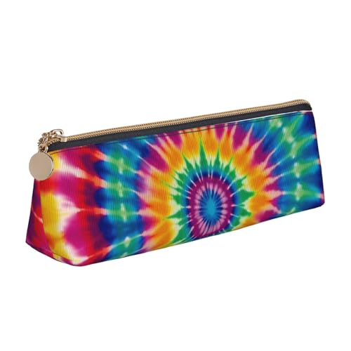 STVYUKL Federmäppchen mit Batikmuster, stilvolles Federmäppchen, schlankes Federmäppchen mit Reißverschluss, Kosmetiktasche aus Leder für Arbeit, Büro von STVYUKL