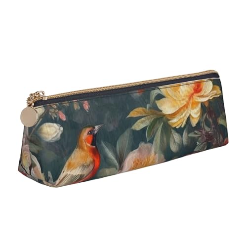 STVYUKL Federmäppchen mit Blumen, Vögeln, stilvolles Federmäppchen, schlankes Federmäppchen mit Reißverschluss, Kosmetiktasche aus Leder für Arbeit, Büro von STVYUKL