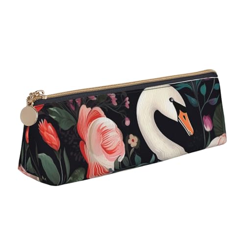 STVYUKL Federmäppchen mit Blumenmuster, stilvolles Federmäppchen, schlankes Federmäppchen mit Reißverschluss, Kosmetiktasche aus Leder für Arbeit, Büro von STVYUKL