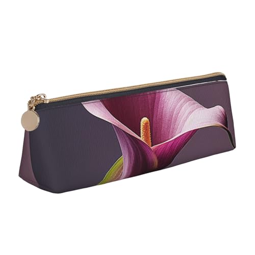STVYUKL Federmäppchen mit Calla-Lilien-Motiv, stilvolles Federmäppchen, schlankes Federmäppchen mit Reißverschluss, Leder, Kosmetiktasche, Make-up-Tasche für Arbeit, Büro von STVYUKL