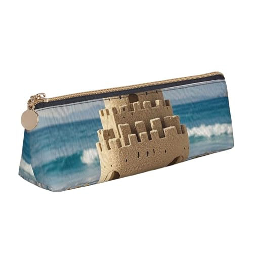 STVYUKL Federmäppchen mit Cartoon-Pilz, stilvolles Federmäppchen, schlankes Federmäppchen mit Reißverschluss, Leder-Kosmetik-/Make-up-Tasche für Arbeit, Büro, Bauen einer Sandburg, Einheitsgröße von STVYUKL