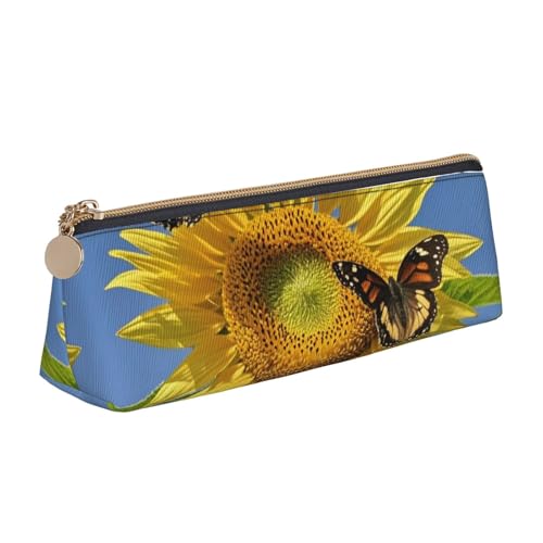 STVYUKL Federmäppchen mit Cartoon-Pilz, stilvolles Federmäppchen, schlankes Federmäppchen mit Reißverschluss, Leder-Kosmetik-/Make-up-Tasche für Arbeit, Büro, Schmetterlinge auf den Sonnenblumen STVYUKL Federmäppchen mit Cartoon-Pilz, stilvolles Federmäppchen, schlankes Federmäppchen mit Reißverschluss, Leder-Kosmetik-/Make-up-Tasche für Arbeit, Büro, Schmetterlinge auf den Sonnenblumen von STVYUKL