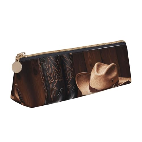 STVYUKL Federmäppchen mit Cowboy-Hut und Westernstiefeln, stilvolles Federmäppchen, schlankes Federmäppchen mit Reißverschluss, Kosmetiktasche aus Leder für Arbeit, Büro von STVYUKL