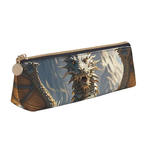 STVYUKL Federmäppchen mit Eiffelturm-Motiv, stilvoll, schmal, mit Reißverschluss, Kosmetiktasche aus Leder, für Arbeit, Büro, drache, Einheitsgröße von STVYUKL