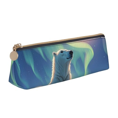 STVYUKL Federmäppchen mit Eisbären und Nordlichtern, stilvolles Federmäppchen, schlankes Federmäppchen mit Reißverschluss, Kosmetiktasche aus Leder für Arbeit, Büro STVYUKL Federmäppchen mit Eisbären und Nordlichtern, stilvolles Federmäppchen, schlankes Federmäppchen mit Reißverschluss, Kosmetiktasche aus Leder für Arbeit, Büro von STVYUKL