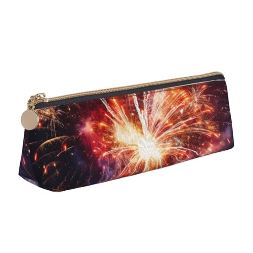 STVYUKL Federmäppchen mit Explosionsfeuerwerk, stilvolles Federmäppchen mit Reißverschluss, Kosmetiktasche aus Leder für Arbeit, Büro von STVYUKL