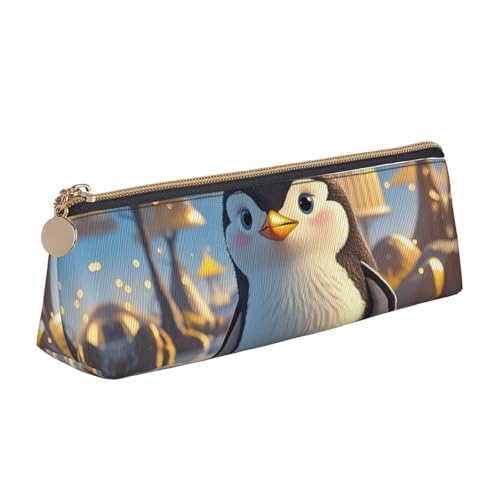 STVYUKL Federmäppchen mit Farbmalerei, stilvolles Federmäppchen, schlankes Federmäppchen mit Reißverschluss, Kosmetiktasche aus Leder für Arbeit, Büro, Niedlicher Cartoon-Pinguin, Einheitsgröße STVYUKL Federmäppchen mit Farbmalerei, stilvolles Federmäppchen, schlankes Federmäppchen mit Reißverschluss, Kosmetiktasche aus Leder für Arbeit, Büro, Niedlicher Cartoon-Pinguin, Einheitsgröße von STVYUKL