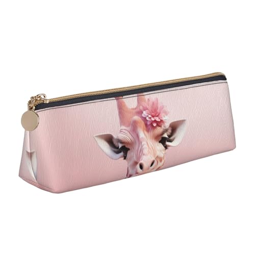 STVYUKL Federmäppchen mit Giraffen-Motiv, stilvolles Federmäppchen, schlankes Federmäppchen mit Reißverschluss, Kosmetiktasche aus Leder für Arbeit, Büro von STVYUKL