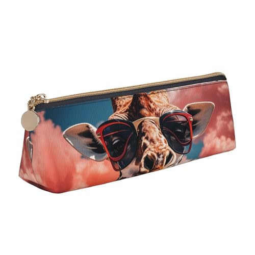 STVYUKL Federmäppchen mit Giraffenmotiv, stilvolles Federmäppchen, schlankes Federmäppchen mit Reißverschluss, Kosmetiktasche aus Leder für Arbeit, Büro von STVYUKL