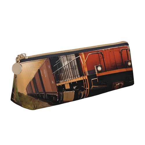 STVYUKL Federmäppchen mit Güterzug, stilvolles Federmäppchen, schlankes Federmäppchen mit Reißverschluss, Kosmetiktasche aus Leder für Arbeit, Büro STVYUKL Federmäppchen mit Güterzug, stilvolles Federmäppchen, schlankes Federmäppchen mit Reißverschluss, Kosmetiktasche aus Leder für Arbeit, Büro von STVYUKL