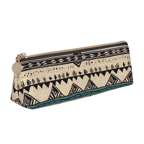 STVYUKL Federmäppchen mit Indianer-Muster, stilvolles Federmäppchen, schlankes Federmäppchen mit Reißverschluss, Kosmetiktasche aus Leder für Arbeit, Büro von STVYUKL
